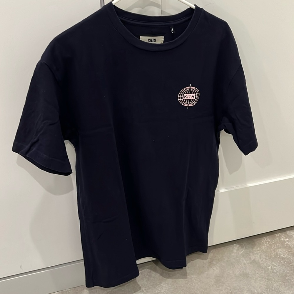 Kith Navy Short Sleeve Tee with Small White Logo